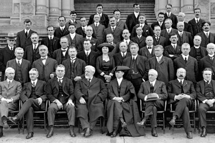 Members of the 14th Parliament including Mary Ellen Smith, the first woman elected to the Legislative Assembly