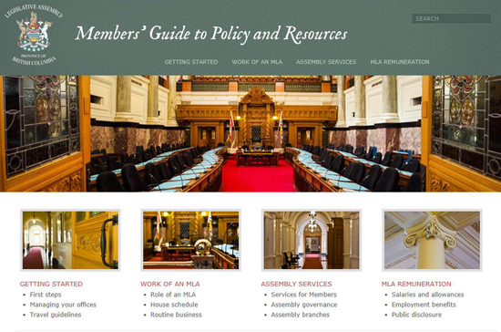 New Members’ Guide to Policy and Resources Website (www.members.leg.bc.ca) launched May 2013