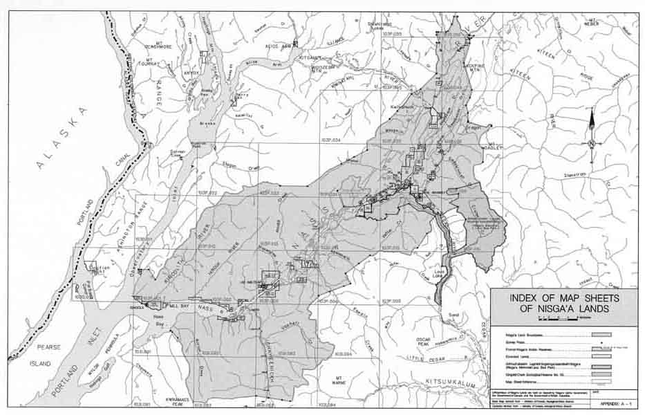 Map Index of Map Sheets of Nisga'a Lands