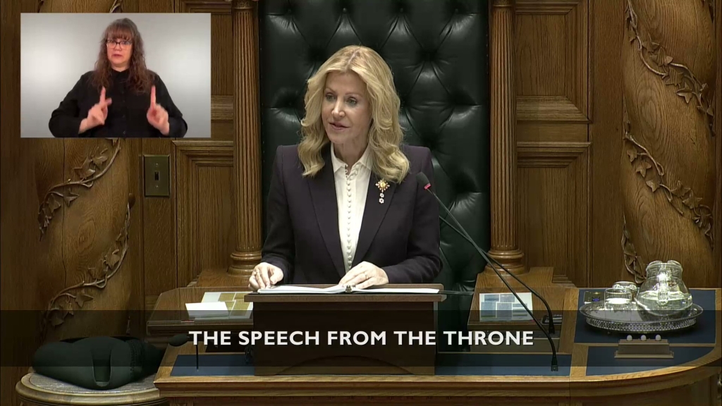 Lieutenant Governor Wendy Lisogar-Cocchia delivers the Speech from the Throne