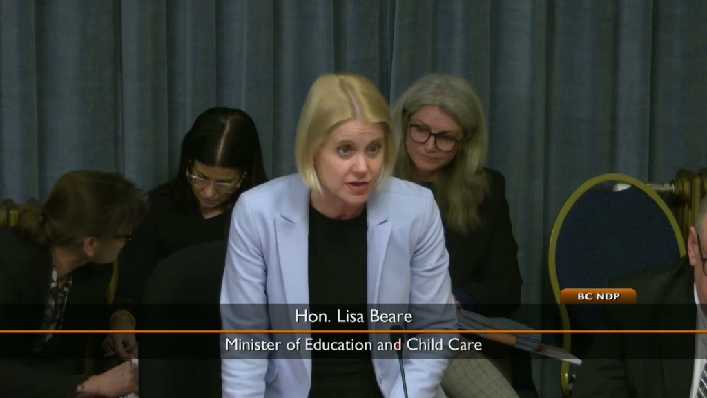 MLA Block and Minister Beare in the Estimates Debate for the Ministry of Education and Child Care, 2025