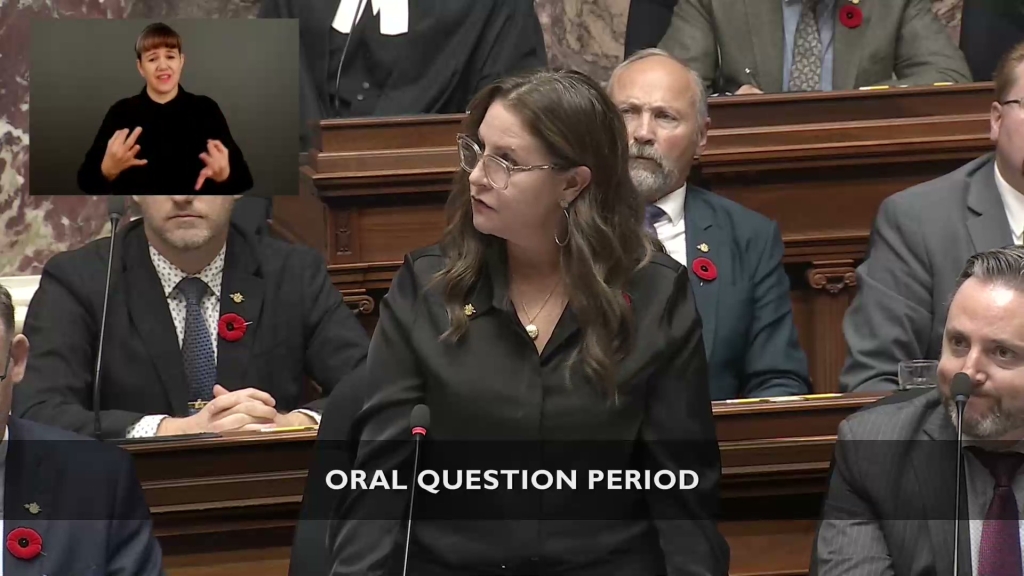 MLA Van Popta asking a question in Question Period, 2025