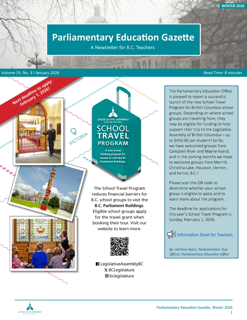 BCTI Gazette: A Parliamentary Education Newsletter for BC Teachers, September 2025 edition